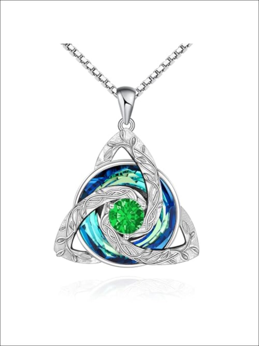 Celtic Trinity Knot Pendant Necklace, 925 Sterling Silver, Austria Crystal